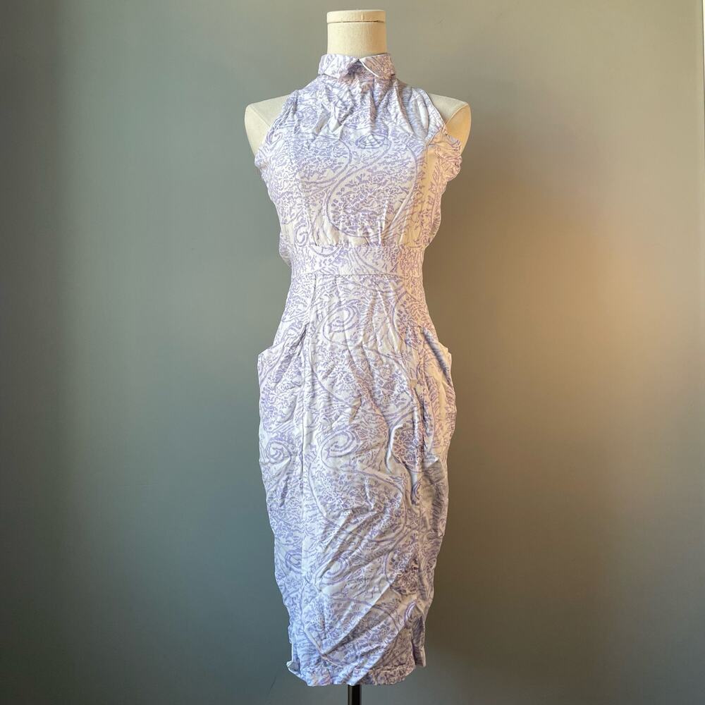 Xpress 90s Vintage High-Neck Paisley Dress With Pockets Size XS